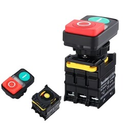 Robo90 - 22mm Işıklı Çift Basmalı Buton Anahtar - 1NO1NC - 24V