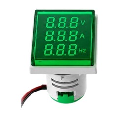Robo90 - 22mm Kare Voltmetre- Ampermetre - Yeşil - 220V