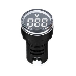 Robo90 - 22mm Yuvarlak Voltmetre - Beyaz - 220V