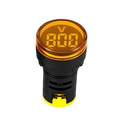 Robo90 - 22mm Yuvarlak Voltmetre - Sarı - 220V