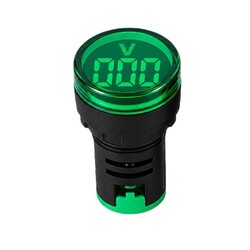 Robo90 - 22mm Yuvarlak Voltmetre - Yeşil - 220V