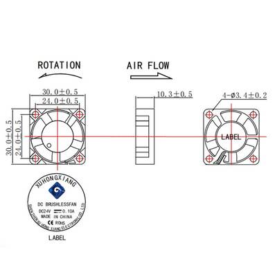 24V Sessiz Fan 30x30x10(3010) - 3D Yazıcı Uyumlu - 1 Metre