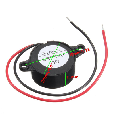 3-24V Devreli 22.6mm Kulaklı Buzzer - Siyah