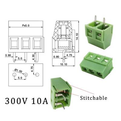 3 Pin 1 No 5.00mm Klemens - Terminal Konnektör