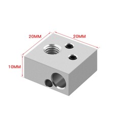 3D Yazıcı 20x20x10mm MK8 Isıtıcı Blok - Metal Sensör Uyumlu - Thumbnail