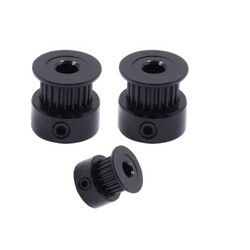 3D Yazıcı/CNC 20 Diş GT2-6mm Kasnak - 5mm Şaft Çapı - Siyah - Thumbnail