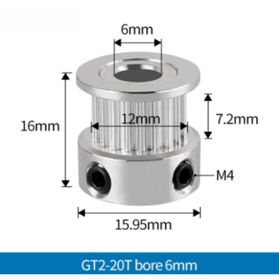 3D Yazıcı/CNC 20 Diş GT2-6mm Kasnak - 6mm Şaft Çapı