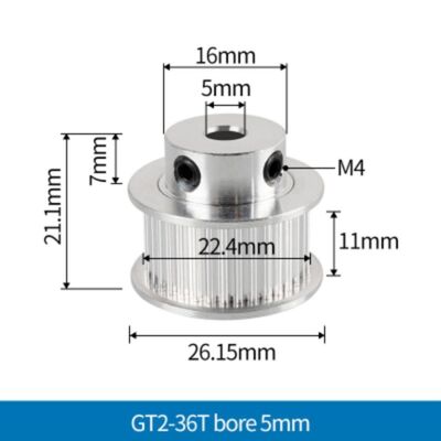 3D Yazıcı/CNC 36 Diş GT2-10mm Kasnak - 5mm Şaft Çapı