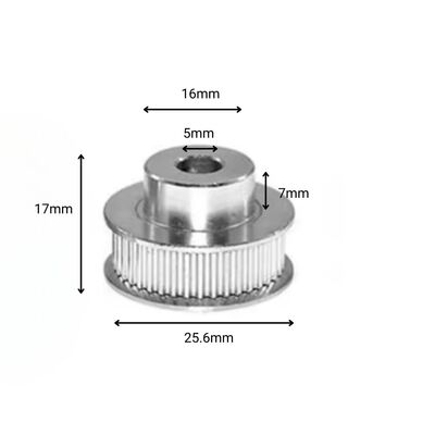3D Yazıcı/CNC 36 Diş GT2-6mm Kasnak - 5mm Şaft Çapı