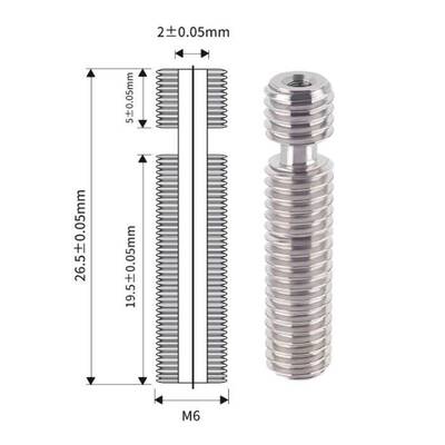 3D Yazıcı E3D V5 M6x26mm Barel - 1.75mm All Metal