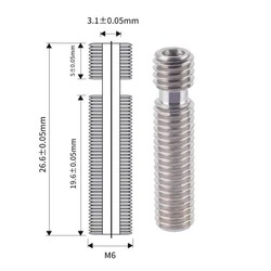 3D Yazıcı E3D V5 M6x26mm Barel - 3mm All Metal - Thumbnail