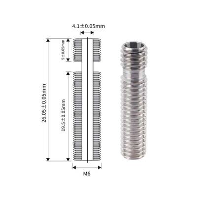 3D Yazıcı E3D V5 M6x26mm Barel - 4.1mm All Metal