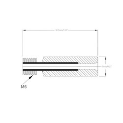 3D Yazıcı E3D V5 M6x30mm Dişsiz Barel - 1.75mm Teflon Borulu - Thumbnail