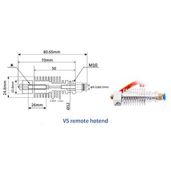 3D Yazıcı E3D V5 Remote J Head Hotend Seti - 12V/40W - Thumbnail