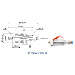 3D Yazıcı E3D V5 Remote J Head Hotend Seti - 12V/40W - Thumbnail