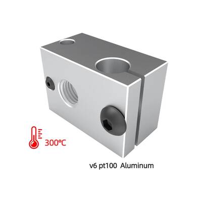 3D Yazıcı E3D V6 Alüminyum Isıtıcı Blok - PT100 - 300°C