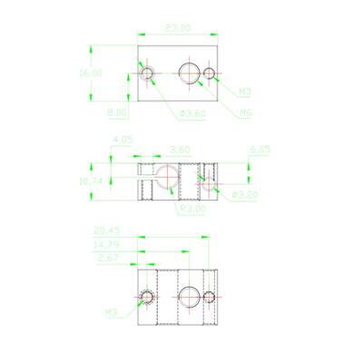 3D Yazıcı E3D V6 Alüminyum Isıtıcı Blok - PT100