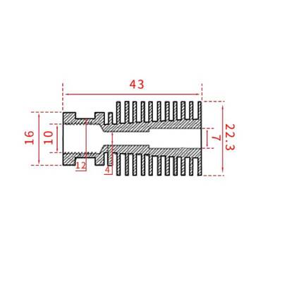 3D Yazıcı E3D V6 Alüminyum Soğutucu Gövde(Radyatör) - Siyah