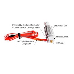 3D Yazıcı E3D V6 J Head Hotend Seti - Direct-Short Distance - 12V/40W - Thumbnail