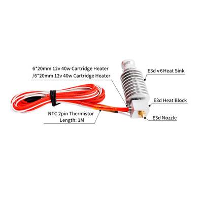 3D Yazıcı E3D V6 J Head Hotend Seti - Direct-Short Distance - 12V/40W