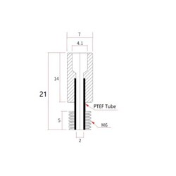 3D Yazıcı E3D V6 M7x21mm Dişsiz Barel - 1.75mm Teflon Borulu - Thumbnail