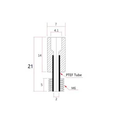 3D Yazıcı E3D V6 M7x21mm Dişsiz Barel - 1.75mm Teflon Borulu