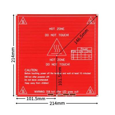 3D Yazıcı MK2B Isıtıcı Tabla-214x214mm- 12V/24V