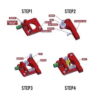 3D Yazıcı MK8 Extruder Seti - Right Hand- Ender 3/3 Pro/V2 Uyumlu