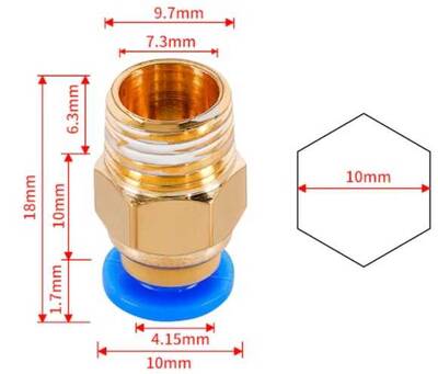 3D Yazıcı PC4-M10 Pnömatik Konnektör-Altın