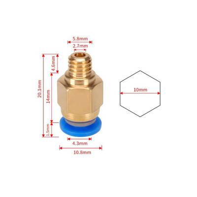3D Yazıcı PC4-M6 Pnömatik Konnektör