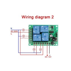 4 Kanal 12V Uzaktan Kumandalı RF Alıcı Verici Modülü - Thumbnail