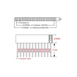 1x4 Pin 11mm Uzun Bacak Dişi Header - Thumbnail