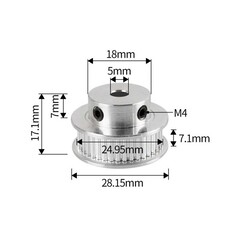 40 Diş GT2-6mm Kasnak - 5mm Şaft Çapı - Thumbnail