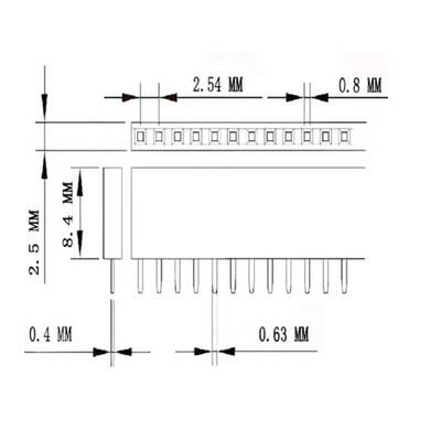 40 Pin 2.54 mm Tek Sıra Dişi Header - Siyah