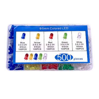 5mm Led Seti - 500 Adet 5 Renk - Kutulu