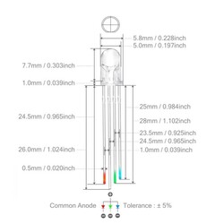 5mm RGB Led - Ortak Anot - Thumbnail