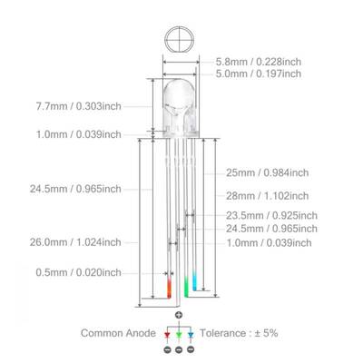 5mm RGB Led - Ortak Anot