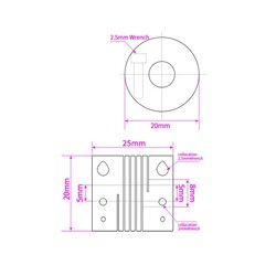 5x8mm Rigid Esnek Kaplin - 3D Yazıcı/CNC Uyumlu - Thumbnail