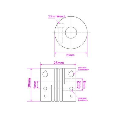 5x8mm Rigid Esnek Kaplin - 3D Yazıcı/CNC Uyumlu