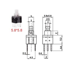 6 pin Kalıcı Buton (Switch) - 5.8x5.8mm - Thumbnail
