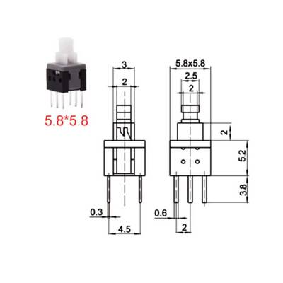 6 pin Yaylı Buton - 5.8x5.8mm