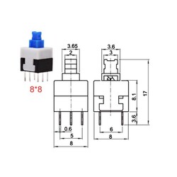 6 pin Yaylı Buton (Switch) - 8x8mm - Thumbnail