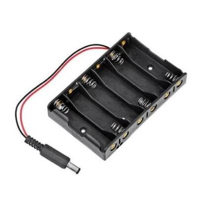 6′lı AA Pil Yuvası (Barrel Jack-Jak Çıkışlı)