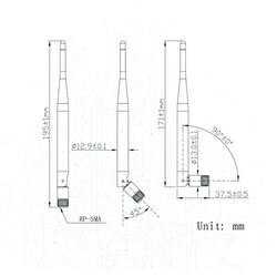 868Mhz RF Anten - 90-180 Derece - SMA Erkek - Thumbnail