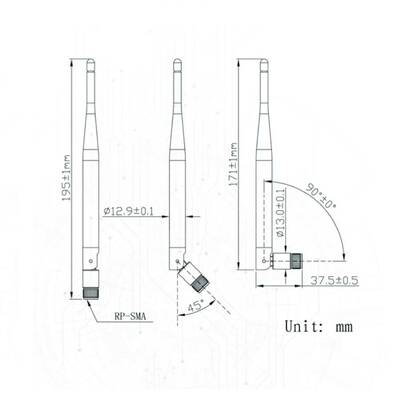 868Mhz RF Anten - 90-180 Derece - SMA Erkek