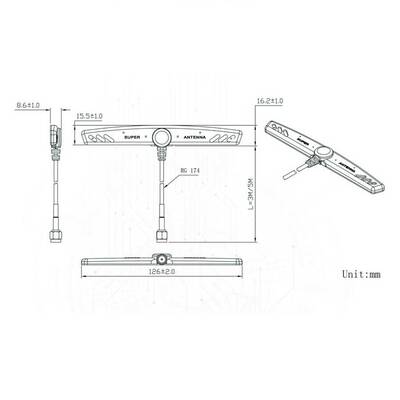 868Mhz T Strip Anten - 3m RG174 Kablolu- SMA Erkek