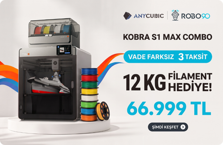 Anycubic Kobra S1 Max 12 kg filament hediyesi ve peşin fiyatına 3 taksit kampanyasıyla sadece Robo90'da satışta!