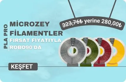 Microzey PLA PRO filamentler en uygun fiyatıyla Robo90'da