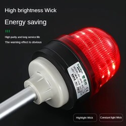 Acil Yanıp Sönen Strobe Uyarı Işığı Sirenli Buzzer Alarm Lambası - Kırmızı - 24V - Thumbnail