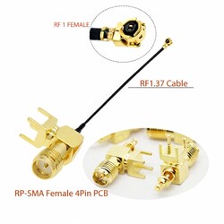 Robo90 - SMA Dişi 4 Pin PCB Konnektör – RF1.13 Kablolu - 15cm